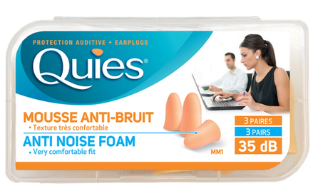 QUIES Sand Color Polyurethane Foam ausų kamštukai, 6 vnt.