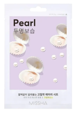 MISSHA Airy Fit Pearl, su perlų ekstraktu veido kaukė, 19 g