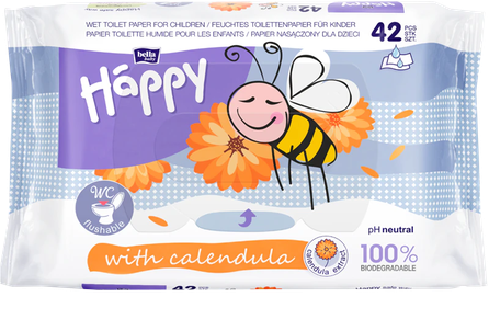 HAPPY   Calendula  šlapias tualetinis popierius, 42 vnt.