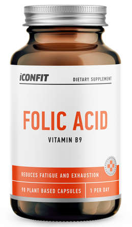 ICONFIT Folic Acid Vitamin B9 400 g kapsulės, 90 vnt.