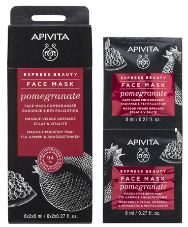 APIVITA Express Beauty Radiance & Revitalization With Pomegranate (8 ml) veido kaukė, 2 vnt.