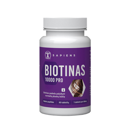 SAPIENS Biotin 10000 PRO dengtos tabletės, 60 vnt.