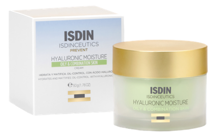 ISDIN Hyaluronic mišriai ir riebiai odai,  drėkinamasis, veido kremas, 50 ml