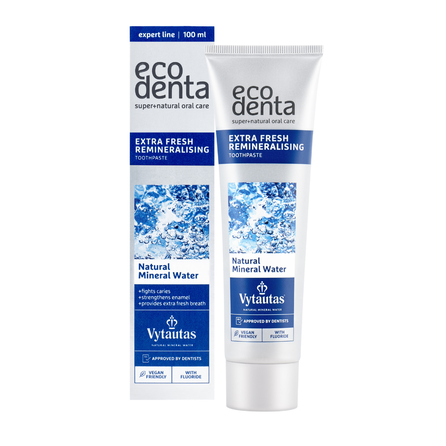 ECODENTA su Vytautas mineraliniu vandeniu dantų pasta, 100 ml
