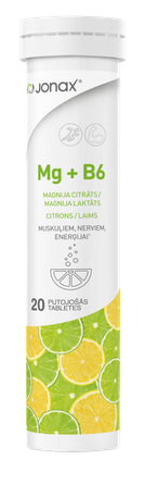 JONAX Mg+B6 šnypščiosios tabletės, 20 vnt.