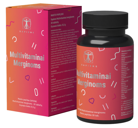 SAPIENS Multivitaminai Merginoms, 13-17 Metų kapsulės, 30 vnt.