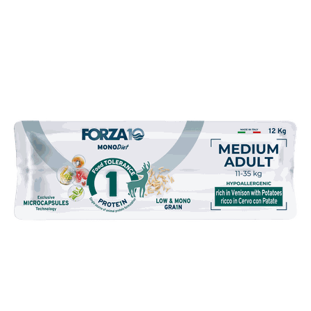 FORZA10 MonoDiet Medium Adult, su elniena ir bulvėmis, šunims sausas pašaras, 12 kg
