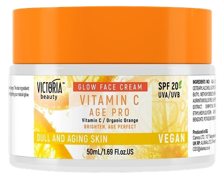 VICTORIA BEAUTY Age Pro SPF šviesinamasis su vitaminu C veido kremas, 50 ml