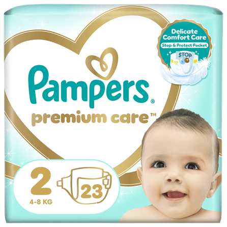 PAMPERS Premium Care 2, 4-8kg sauskelnės, 23 vnt.
