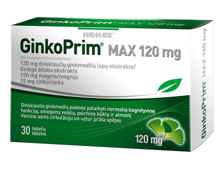 GINKOPRIM   MAX 120mg tabletės, 30 vnt.