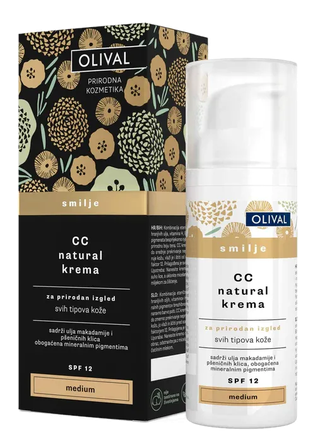OLIVAL šlamučių CC su atspalviu MEDIUM veido kremas, 50 ml