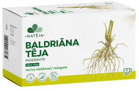 NATĒJA valerijono šaknų arbatos maišeliai, 24 vnt.