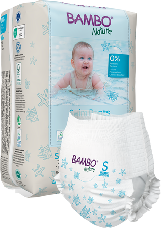 BAMBO NATURE Nature Swim Pants, S, 7-12 kg, maudymosi sauskelnės-kelnaitės, 12 vnt.