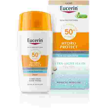 EUCERIN Hydro Protect Ultra-Light SPF 50+ su spalvos pigmentais apsauginis kremas nuo saulės, 50 ml