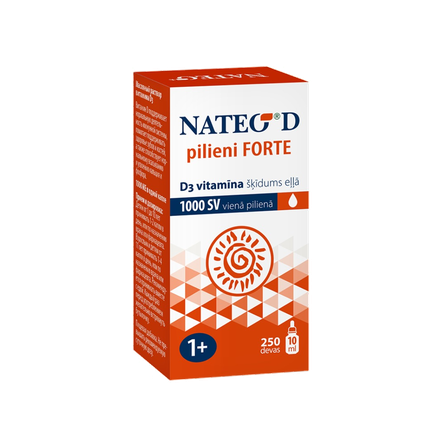 NATEO D Forte 1000 SV imunitetui ir kaulams lašai, 10 ml