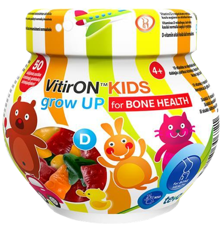 VITIRON Kids Grown UP (4+y.o..) for bone health kramtomosios pastilės, 50 vnt.