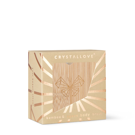 CRYSTALLOVE Butterfly Bamboo Agave Travel Size kūno šepetėlis, 1 vnt.