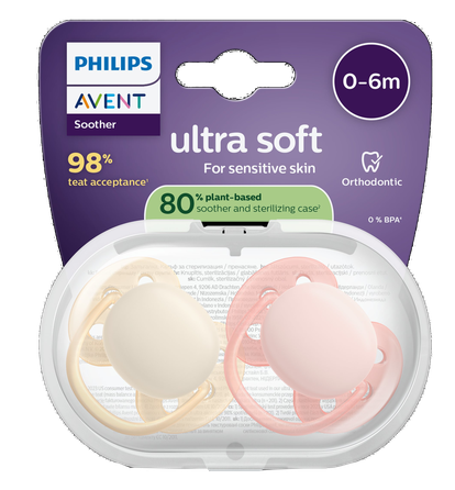 PHILIPS Avent Ultra Soft 0-6 m čiulptukas, 2 vnt.