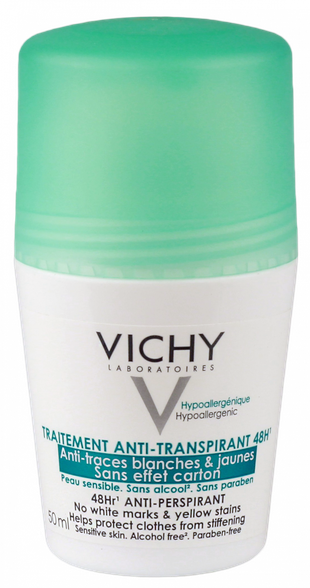 VICHY Anti-traces Roll-on antiperspirantas, 50 ml