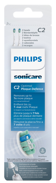 PHILIPS Sonicare Optimal Plaque Defense elektrinių dantų šepetėlių galvutės, 2 vnt.