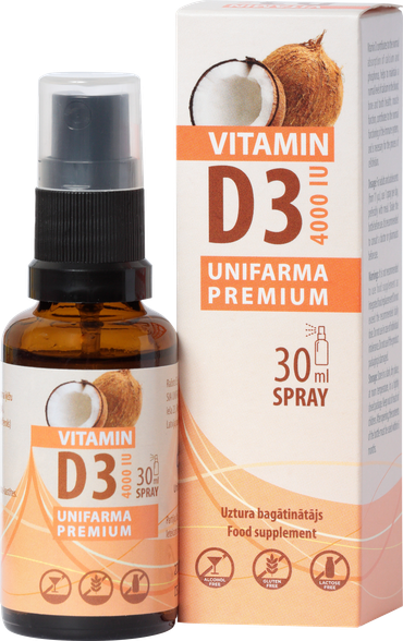 UNIFARMA PREMIUM D3 vitaminas 4000 SV purškiklis, 30