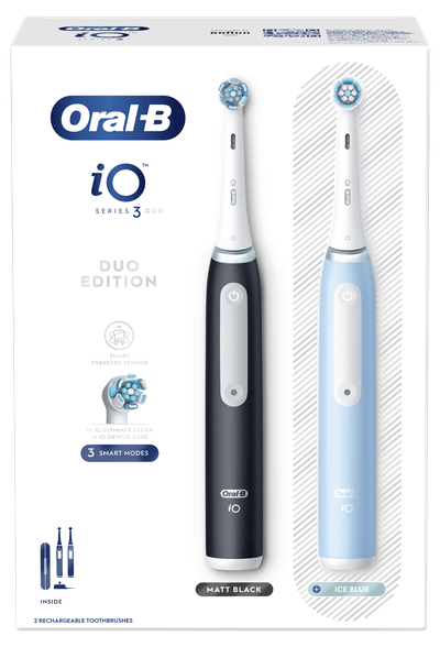 ORAL-B  iO3 Duo Matt Black + iO3 Ice Blue elektrinis dantų šepetėlis, 2 vnt.