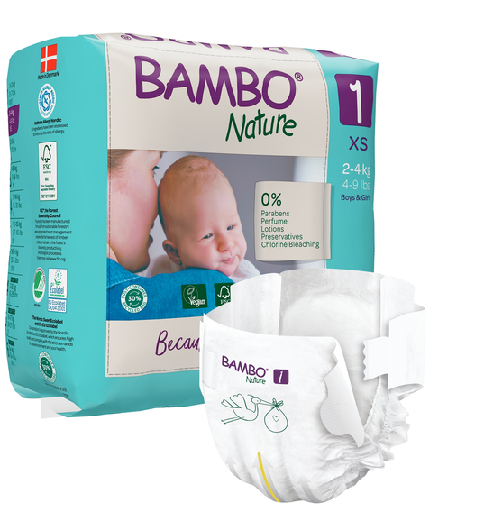 BAMBO BAMBO Nature sauskelnės, XS-1, 2-4 kg, 22 gab. sauskelnės, 22 vnt.