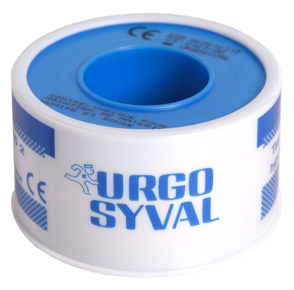 URGO  Syval 5 m x 2,5 cm lipnus pleistras ritinėlyje, 1 vnt.