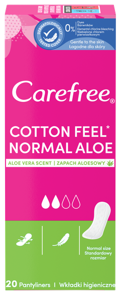 CAREFREE  Cotton Aloe įklotai, 20 vnt.