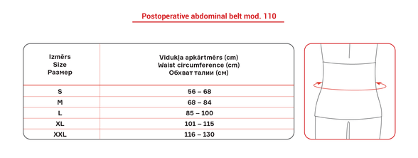 LAUMA MEDICAL M elastingas pooperacinis pilvo diržas, 1 vnt.