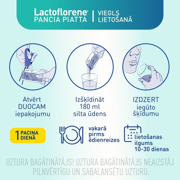 LACTOFLORENE LACTOFLORENE, plokščias pilvas milteliai, 20 vnt.