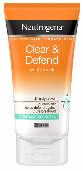 NEUTROGENA Clear&Defend 2in1 Wash-Mask valiklis, 150 ml