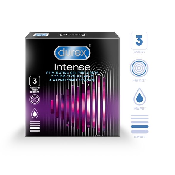 DUREX Intense prezervatyvai, 3 vnt.