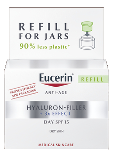 EUCERIN Hyaluron-Filler sausai odai SPF 15, papildymo pakuotė, dieninis  veido kremas, 50 ml