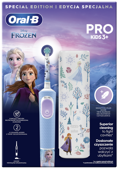 ORAL-B Pro Kids Frozen su kelioniniu dėklu elektrinis dantų šepetėlis, 1 vnt.