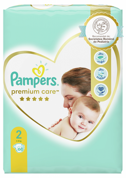 PAMPERS Premium Care 2 (4-8 kg) sauskelnės, 68 vnt.