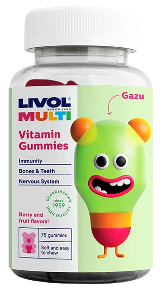 LIVOL  Multi Vitamin (berry / fruit) guminukai-meškiukai, 75 vnt.