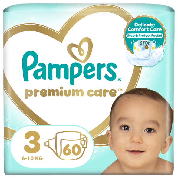 PAMPERS Premium Care-3 (6-10 kg) sauskelnės, 60 vnt.