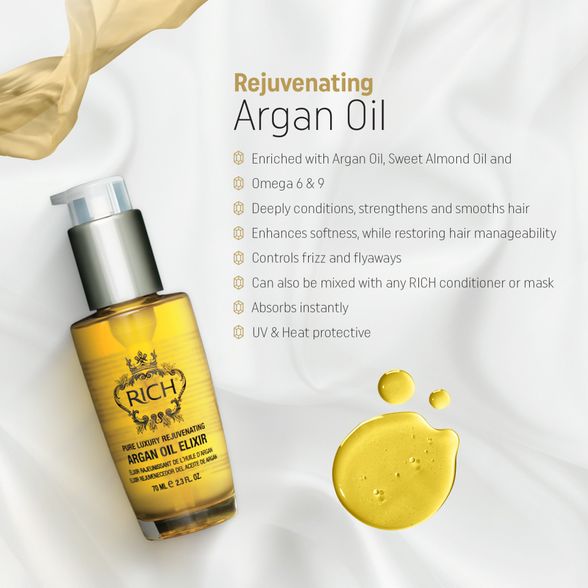 RICH Pure Luxury Rejuvenating Argan Oil eliksyras, 70 ml