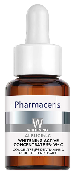 PHARMACERIS W Albucin-C 5 % pigmentacijos balinimo koncentratas, 30 ml