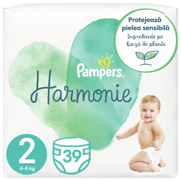 PAMPERS Harmonie 2 (4-8 kg) sauskelnės, 39 vnt.