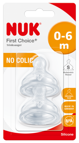 NUK First Choice+ S (0-6 m) Silicone čiulptukas, 2 vnt.