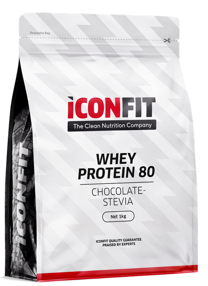 ICONFIT Whey Protein 80 - Chocolate-Stevia milteliai, 1000 g