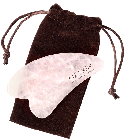 MZ SKIN Sculpting Rose Quartz Gua Sha masažo plokštelė, 1 vnt.