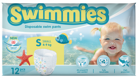 MOLTEX Swimmies S ( 4-9 Kg), 12 vnt.