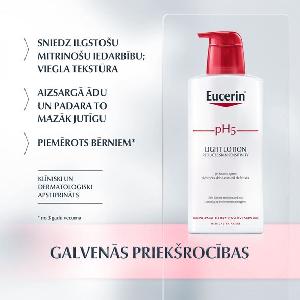 EUCERIN pH5 sausai, jautriai odai lengvas  losjonas, 400 ml