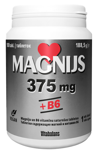 VITABALANS Magnijs 375 mg + B6 tabletės, 180 vnt.