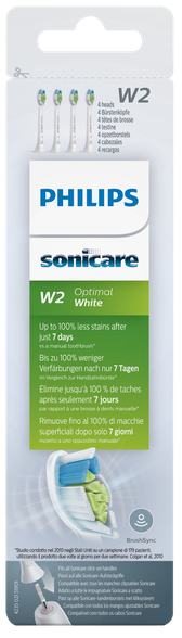 PHILIPS Sonicare W2 Optimal White (white) elektrinių dantų šepetėlių galvutės, 4 vnt.