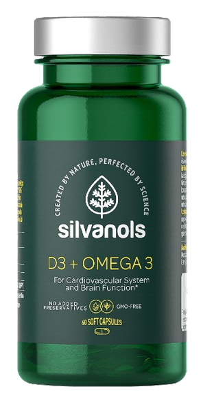 SILVANOLS Premium D3 Vitamins + Omega3 kapsulės, 60 vnt.