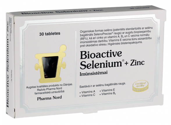 PHARMA NORD SELENIUM +ZINC tabletės, 30 vnt.